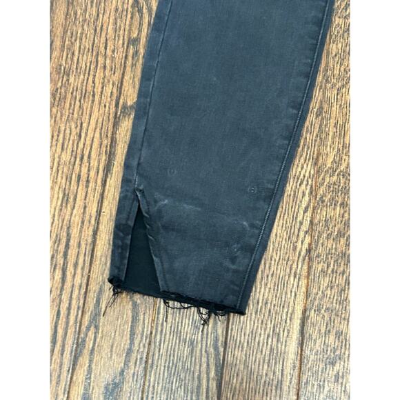 PISTOLA Jeans Womens Sz 26 Black Denim Flat Front Straight Leg Slit Raw Hem NWT - Picture 4 of 11